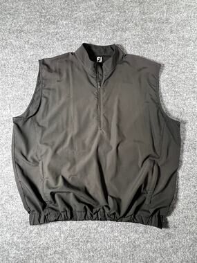 FootJoy FJ Mens XL Black Golf Wind Vest 1/4 Zip Pullover Sleeveless Pockets